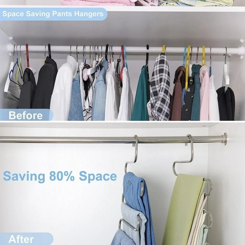 Non-Brand Black and Silver S-Shaped Multi-Purpose Closet Hangers - 6 Pack